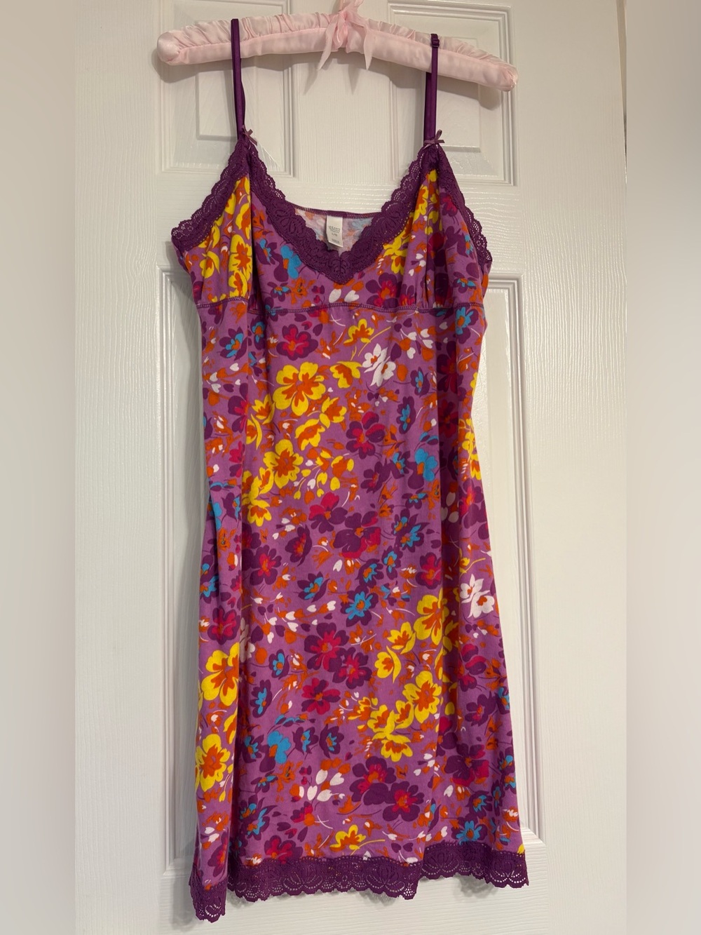 Old Navy Purple Floral Lace-Trim Chemise